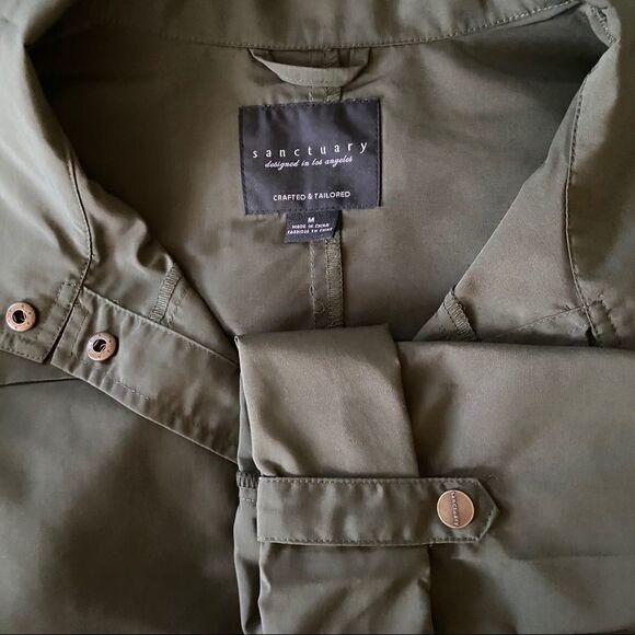 Sanctuary Olive Trench Drawstring Jacket M - Picture 10 of 14
